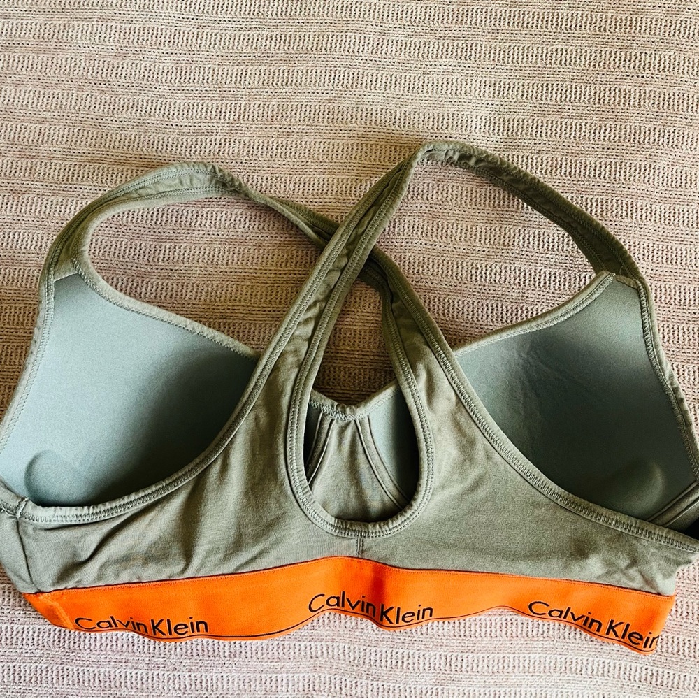Calvin Klein Orange and Tan Sport Bra Sz L - Picture 3 of 6